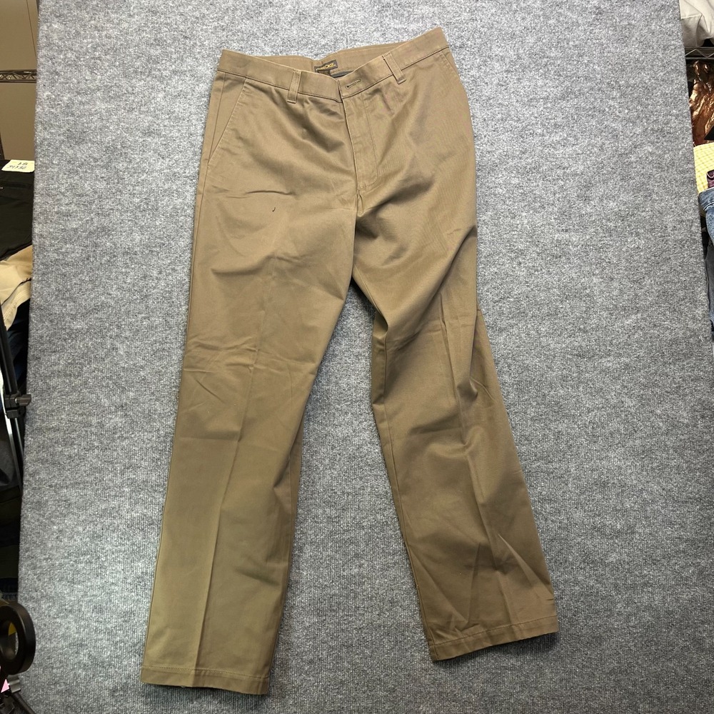 Cherokee Chino Pants Mens Brown Flat Front Slash Pockets Classic Zip Fly - 36X34